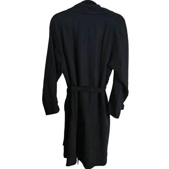 J. Peterman Black 100% Silk Trench Coat Button Belted Quiet Luxury Size XS - Picture 3 of 5